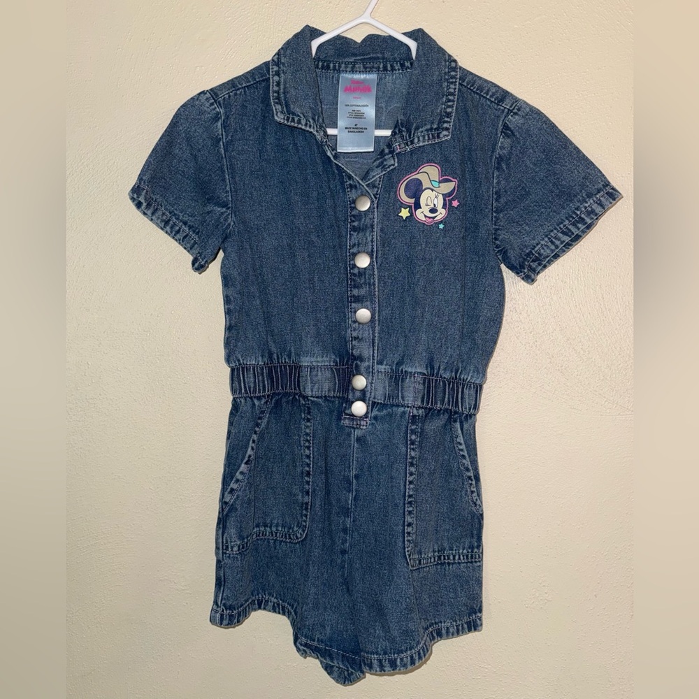 Disney Minnie Mouse Cowgirl Blue Denim Romper 4T NWOT